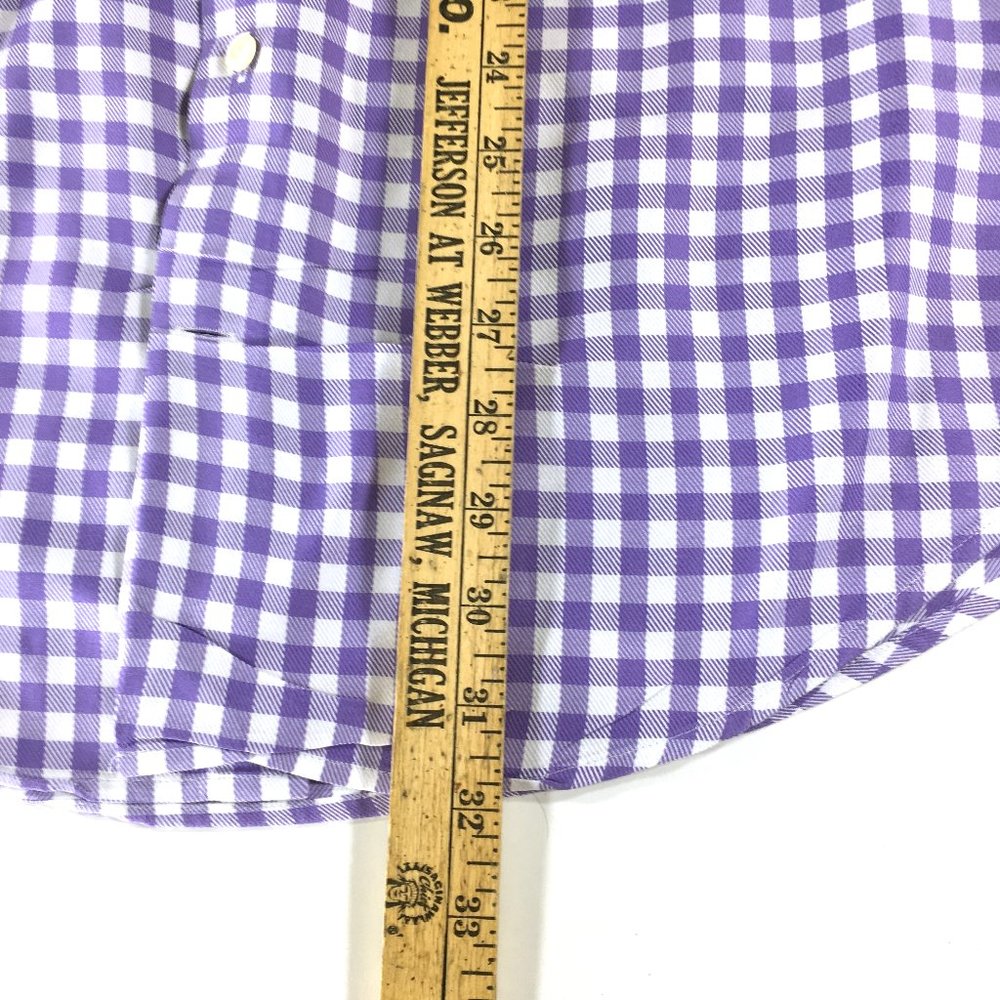 Peter Millar Button Front Shirt Mens Size M Medium Purple White Long Sleeve - Picture 6 of 7